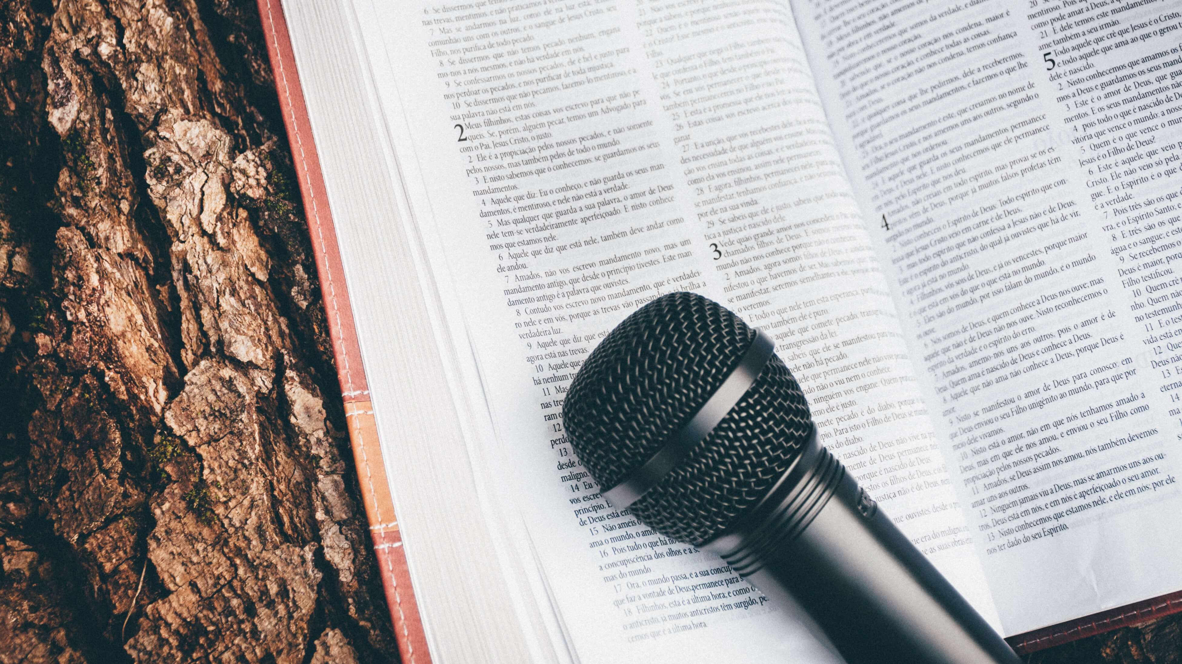 microphone on a bible